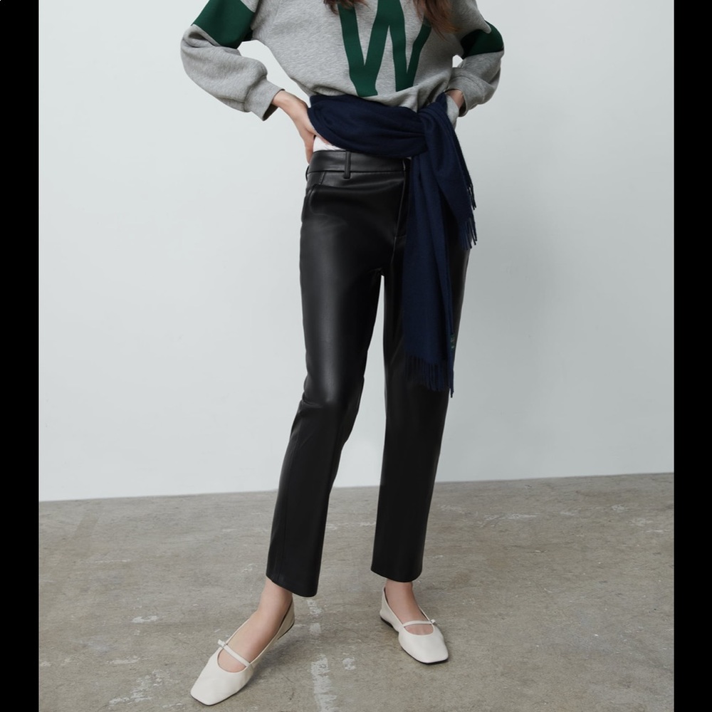 New Zara Faux Leather Pants Black - Picture 13 of 13